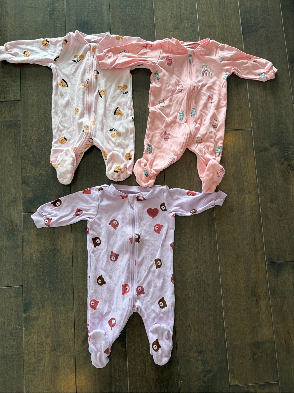 Pekkle Baby Girls' Pink & Light Purple Footed One-Pieces - 3-Pack